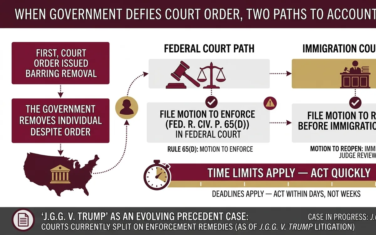 When the Government Defies a Court Order: Your Next Steps — infographic