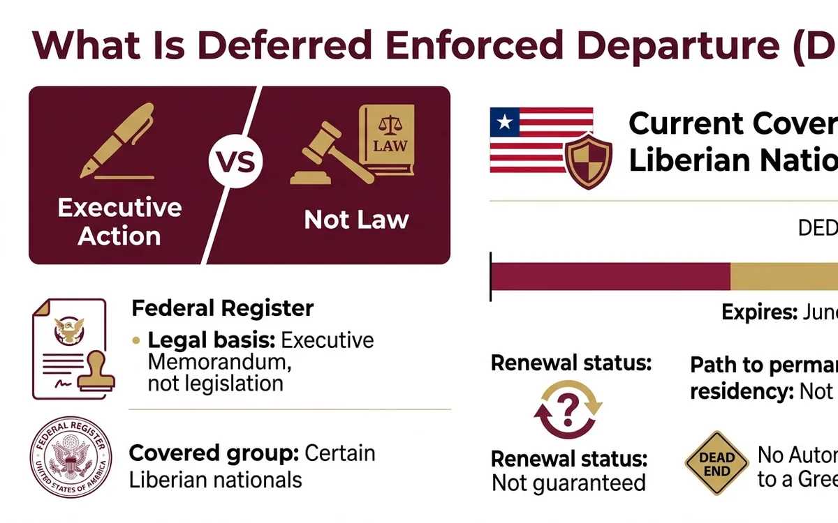Deferred Enforced Departure (DED) attorney — infographic