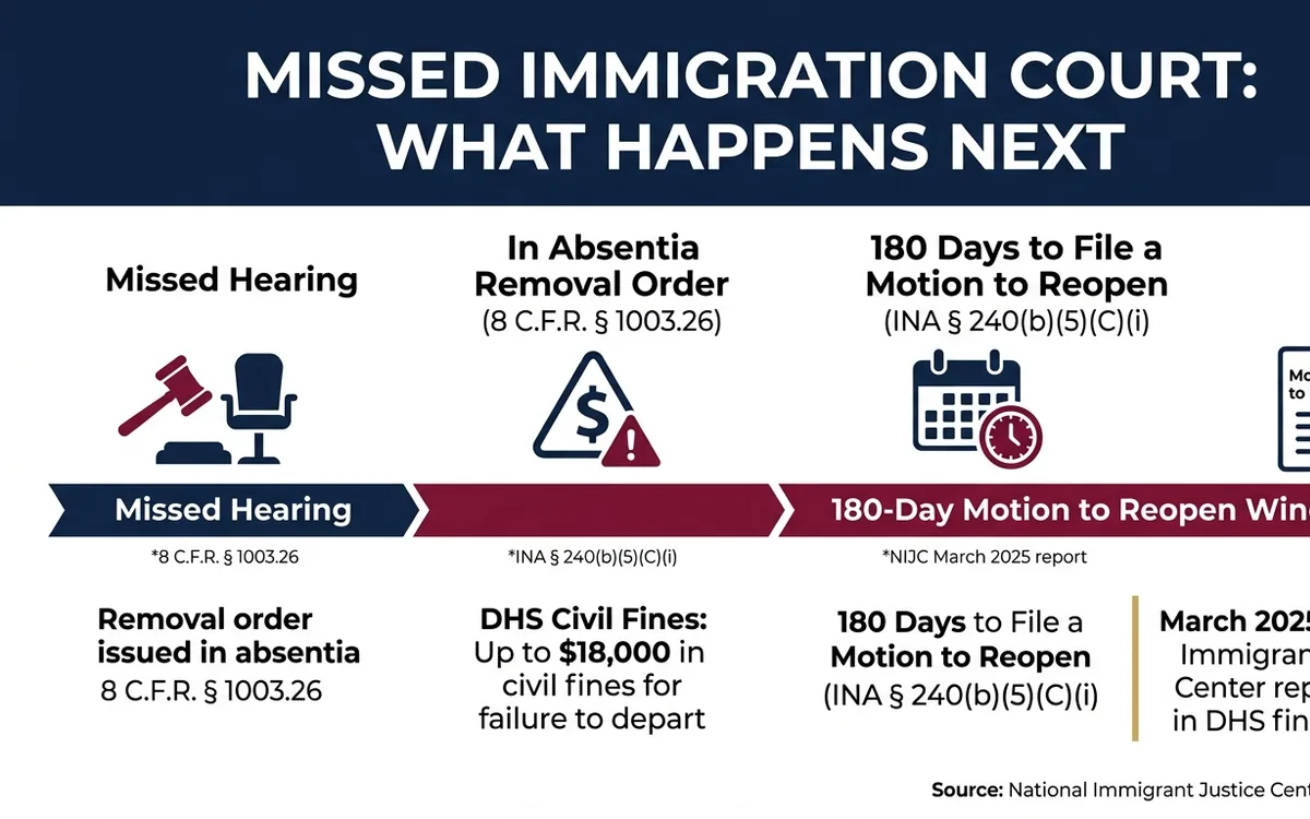 Missed Immigration Court in NC? Your Rights and Next Steps — infographic