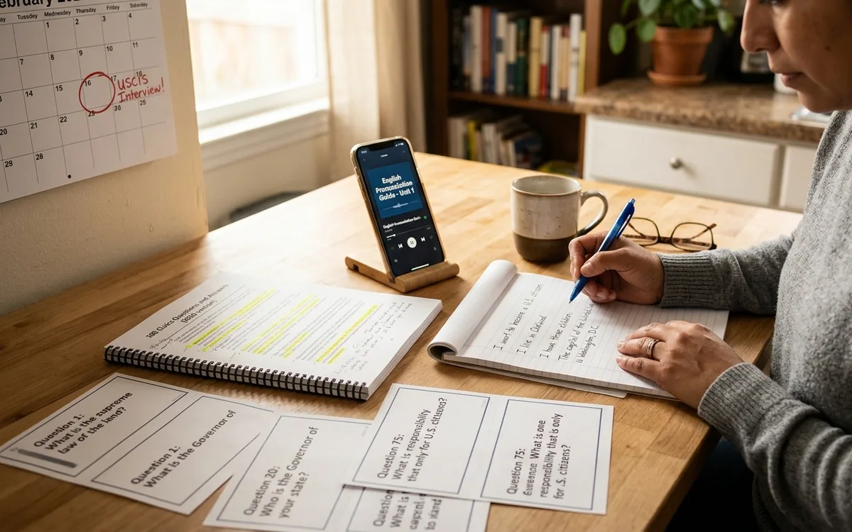 USCIS naturalization interview and civics test requirements for 2026 applicants — illustration