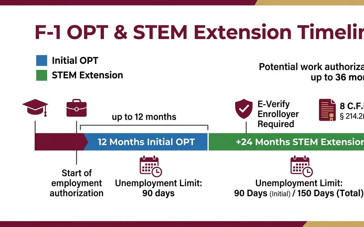 F-1 student visa and OPT attorney — infographic