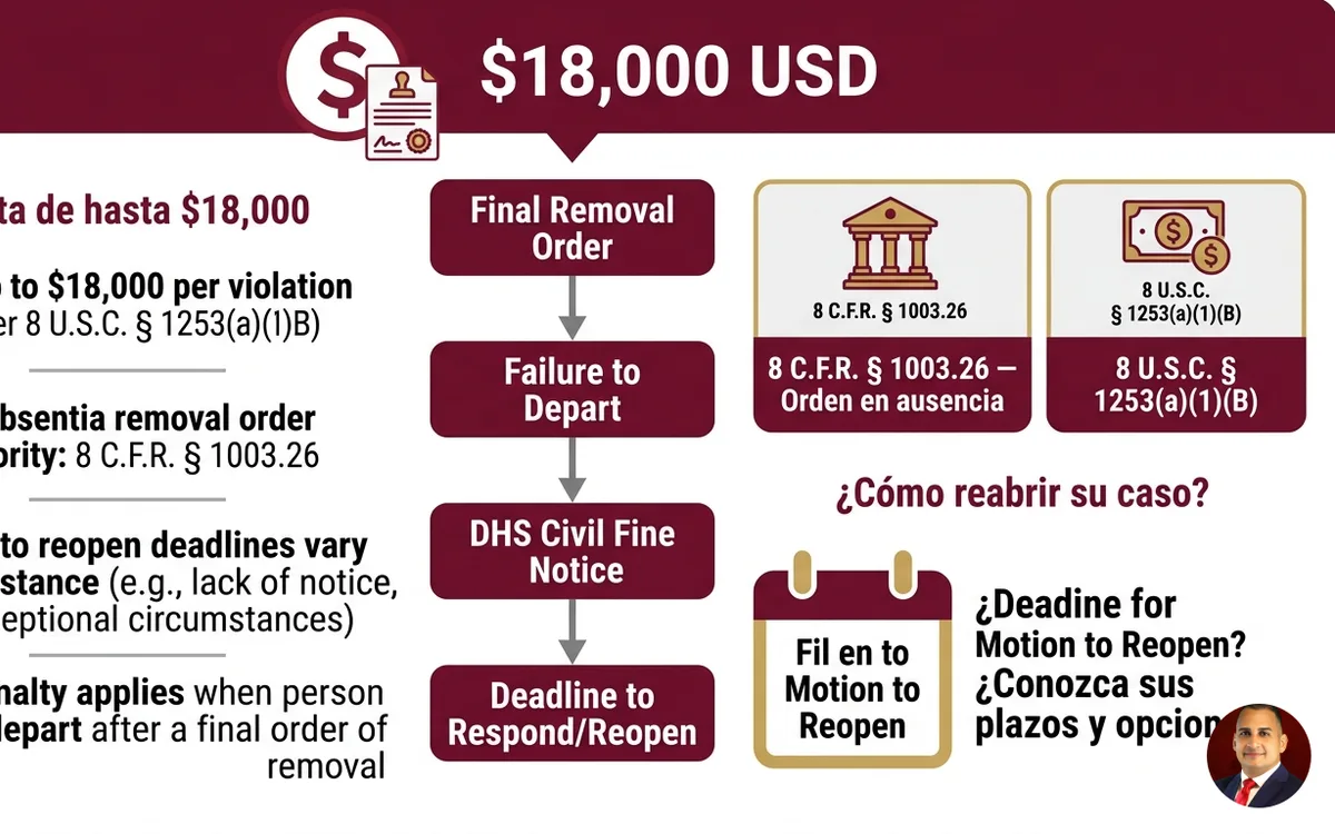 Multa de $18,000 por faltar a corte de inmigración: sus opciones — infographic